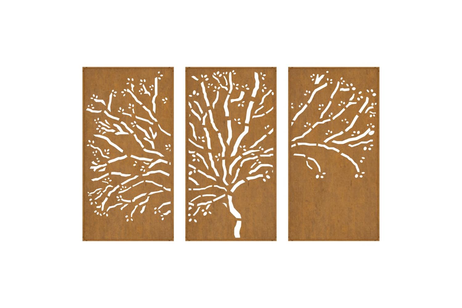 Garden Wall Decorations 3 Pcs 105x55 Cm Corten Steel Tree Design-5