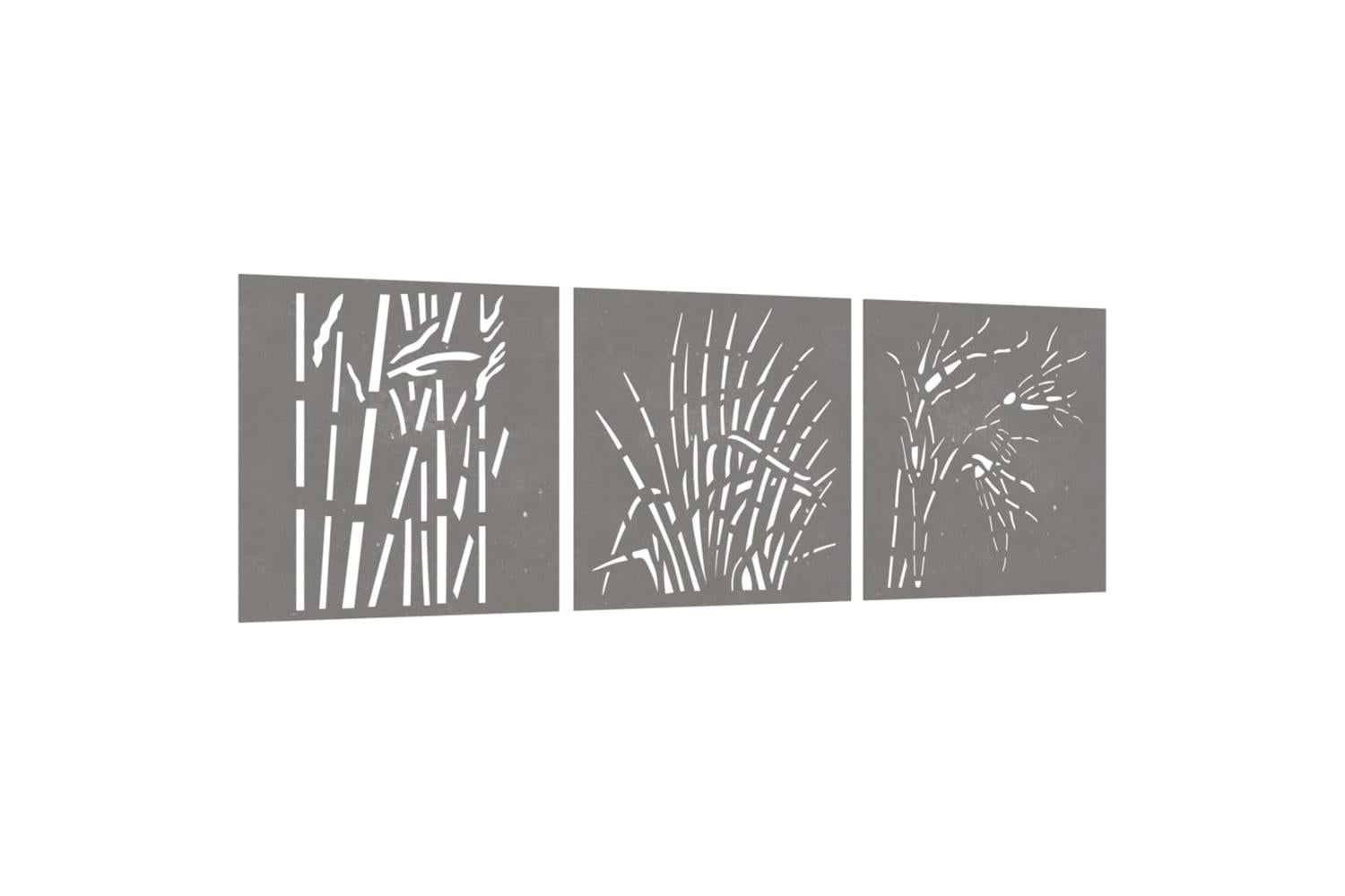 Garden Wall Decorations 3 Pcs 55x55 Cm Corten Steel Grass Design-3
