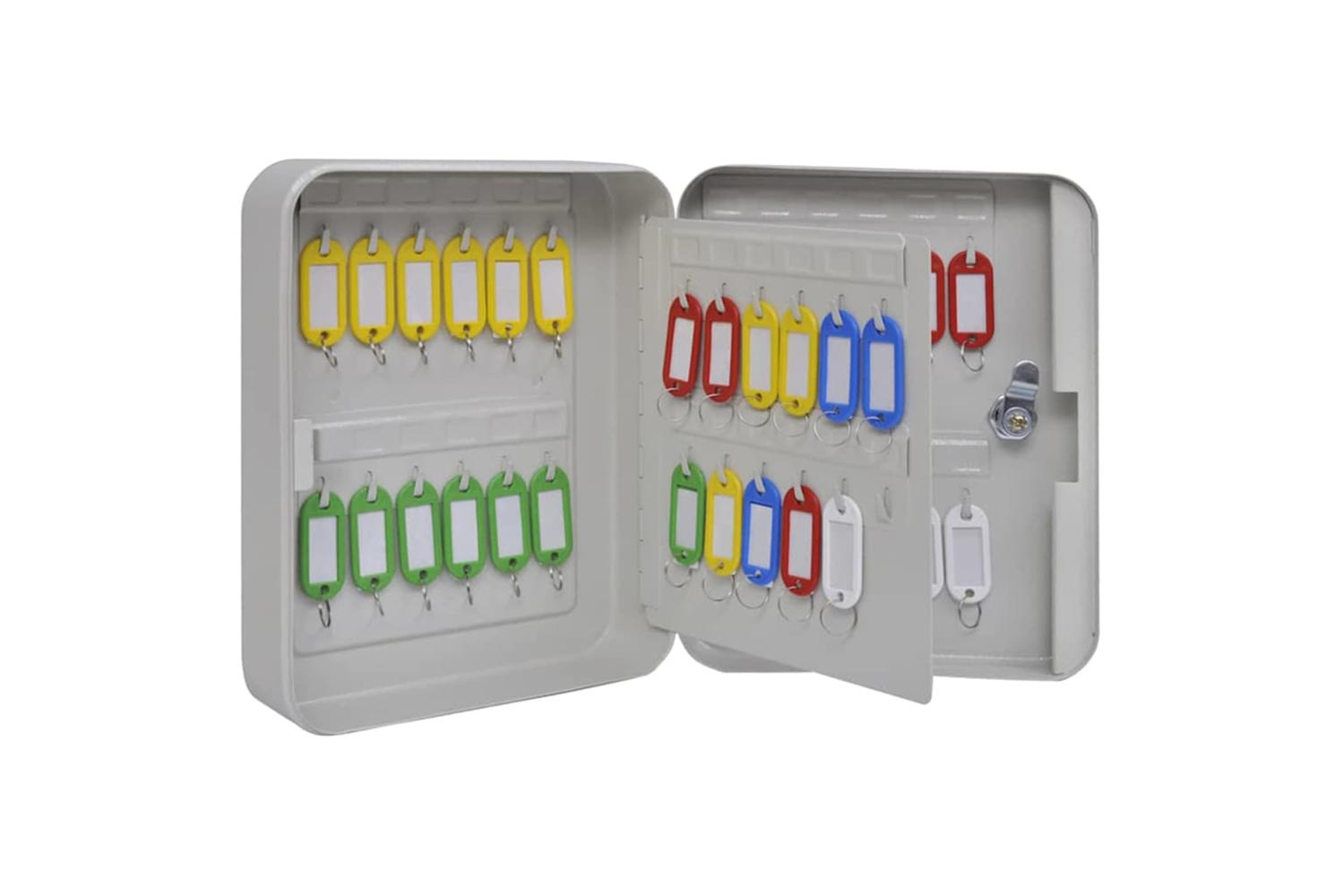 Key Box With Lock White 20 X 75 X 25 Cm Steel-3