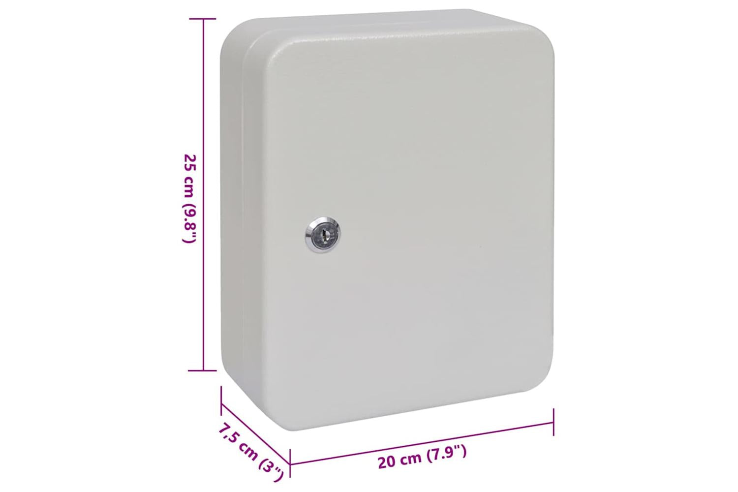 Key Box With Lock White 20 X 75 X 25 Cm Steel-6