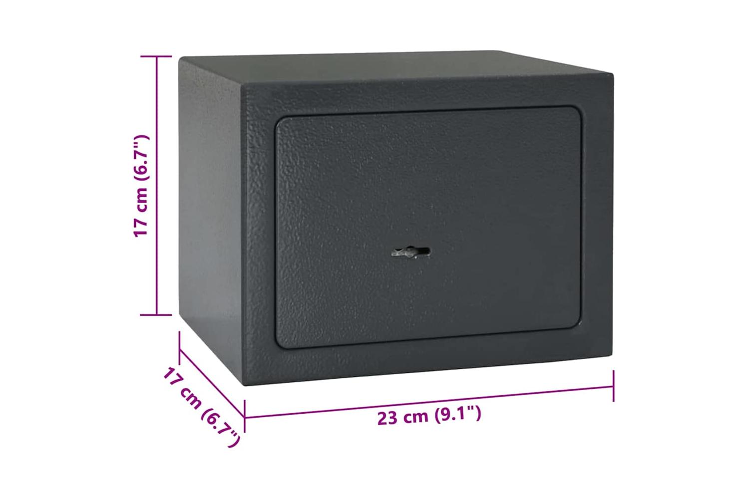 Safe Box With Lock Grey 17 X 23 X 17 Cm Steel-10