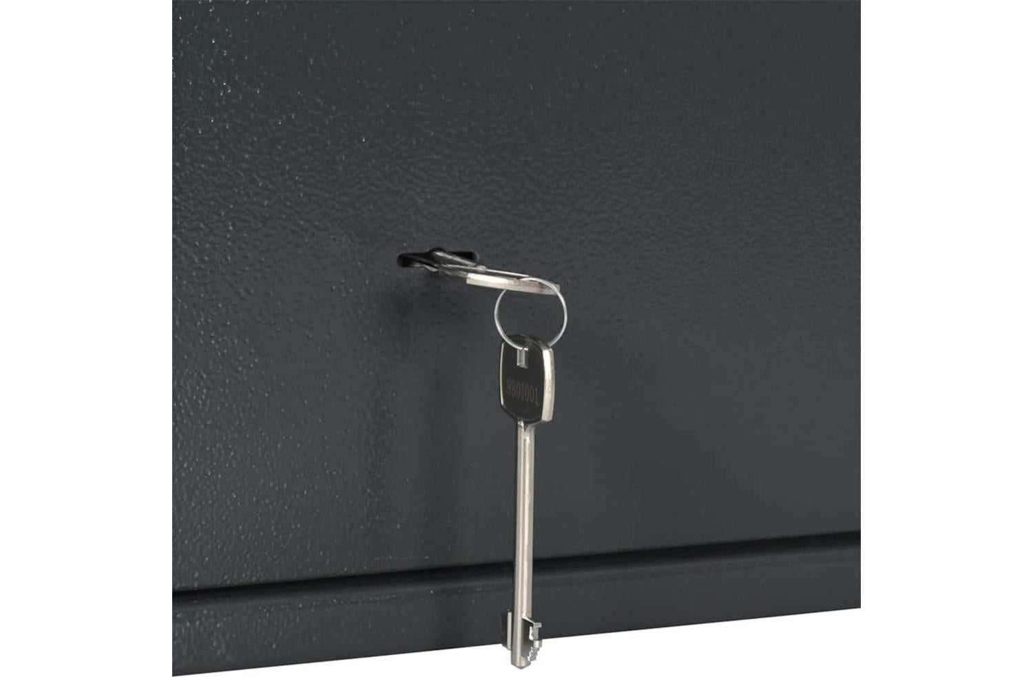 Safe Box With Lock Grey 25 X 35 X 25 Cm Steel-7