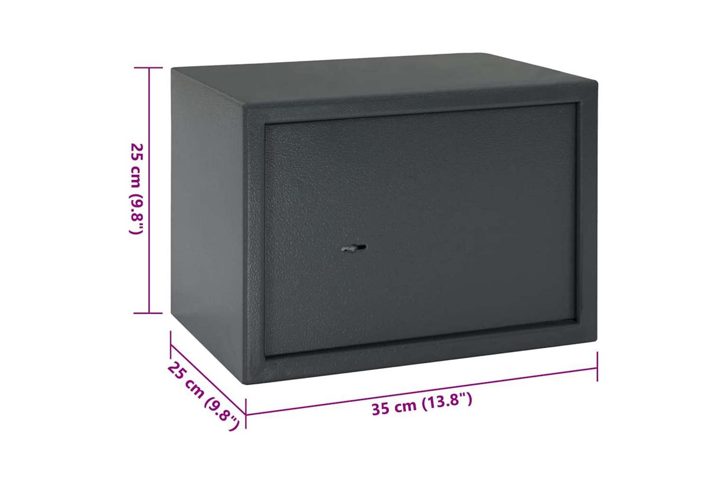 Safe Box With Lock Grey 25 X 35 X 25 Cm Steel-10