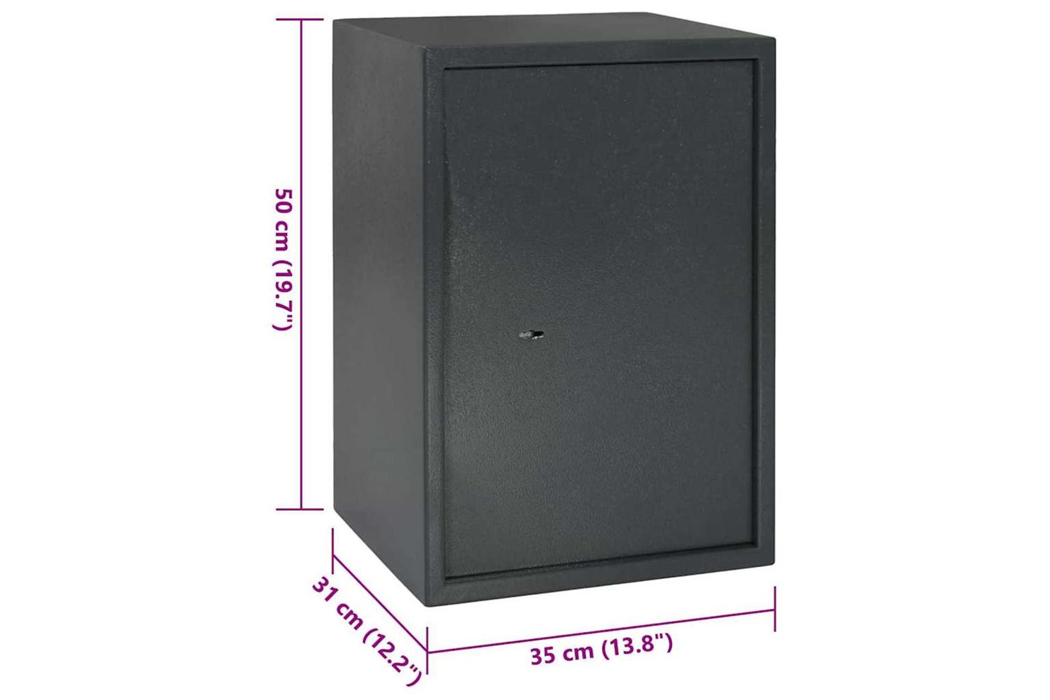 Safe Box With Lock Grey 31 X 35 X 50 Cm Steel-10