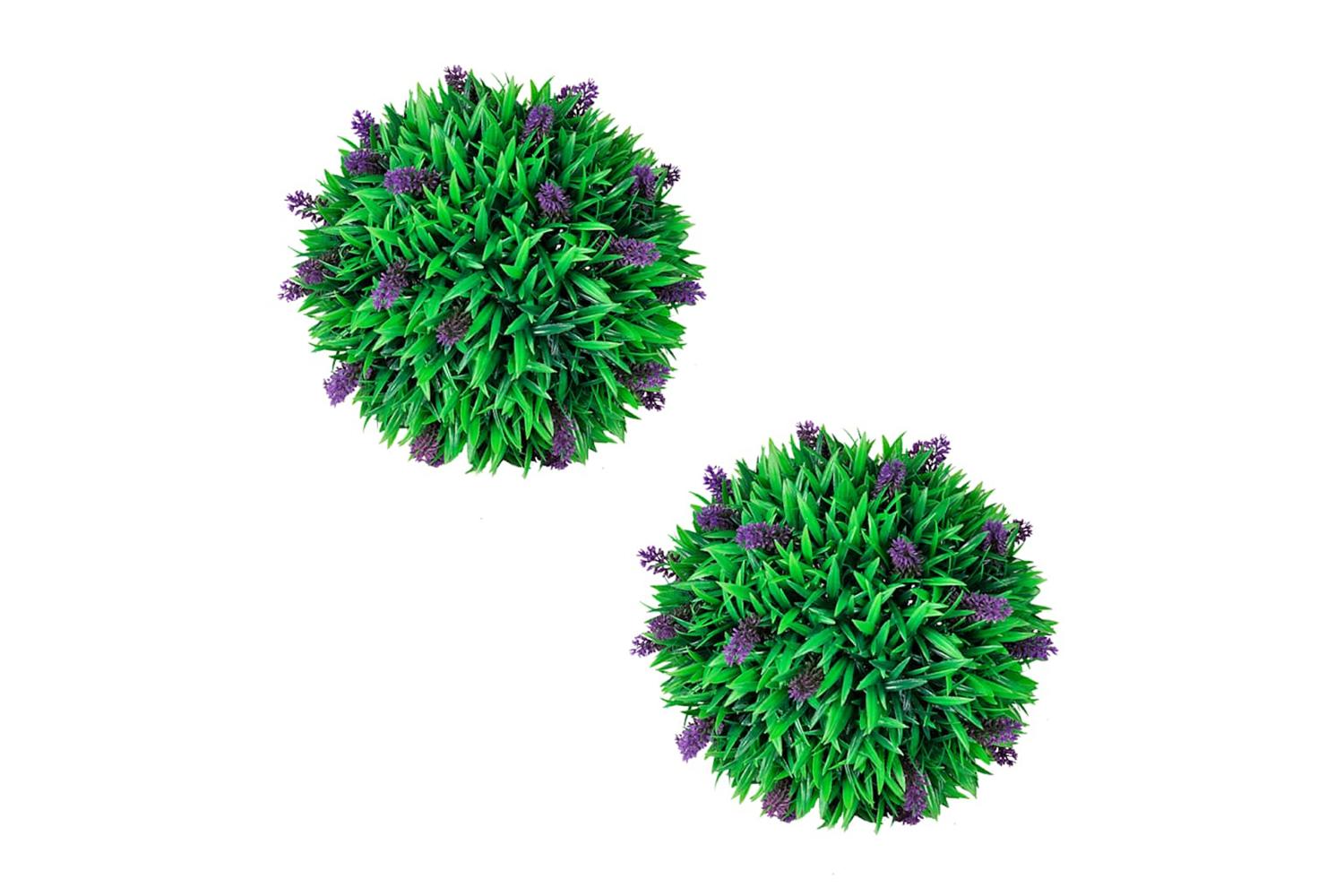 Set Of 2 Artificial Boxwood Ball With Lavender 30 Cm