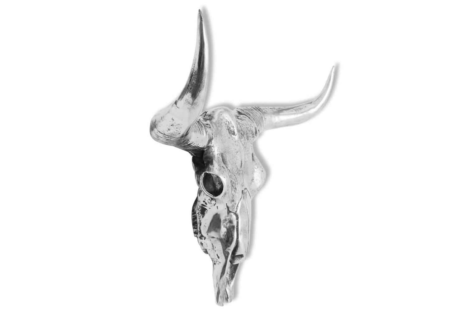 Skull Head Decoration Wall-mounted Aluminium Silver-4