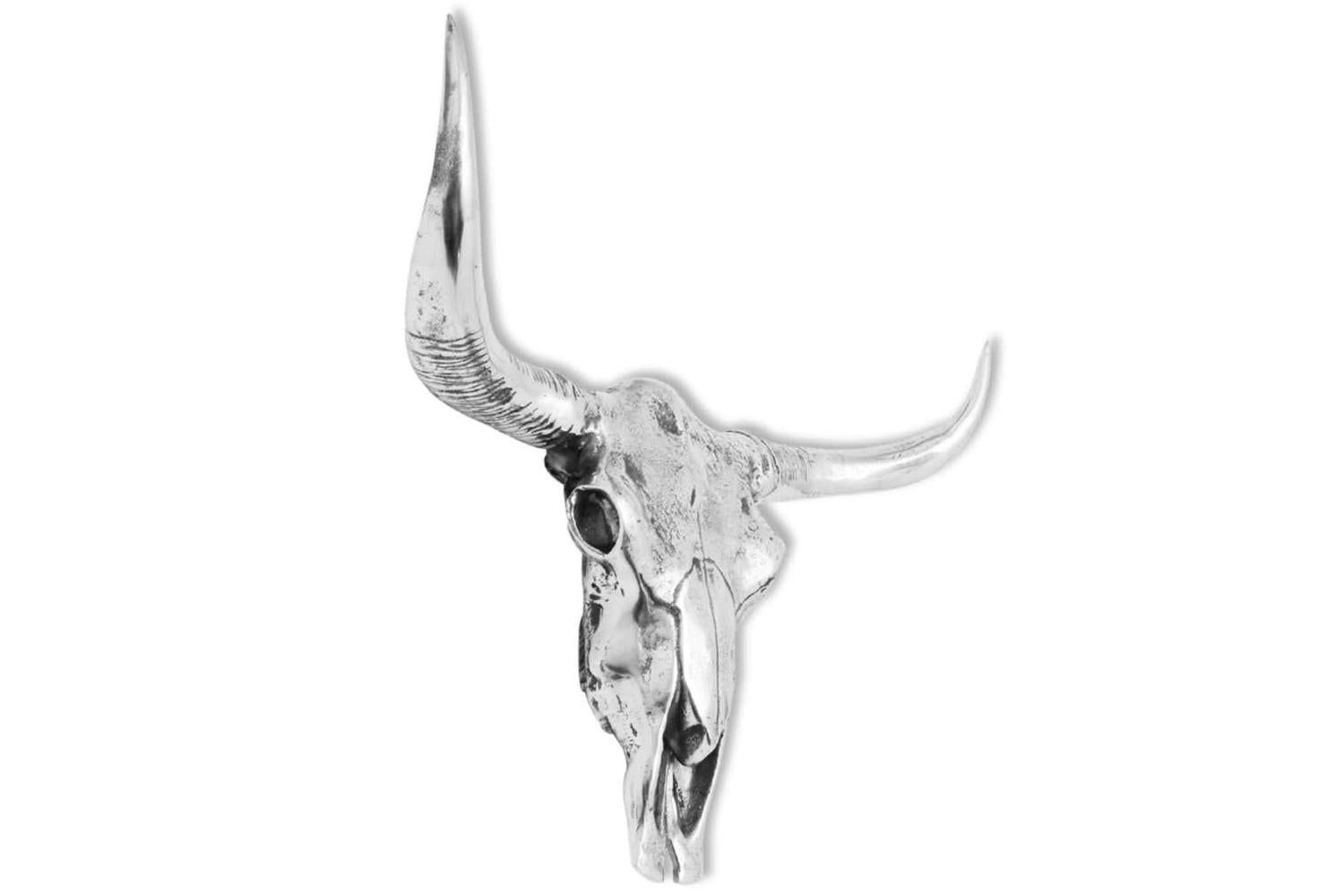 Skull Head Decoration Wall-mounted Aluminium Silver-5