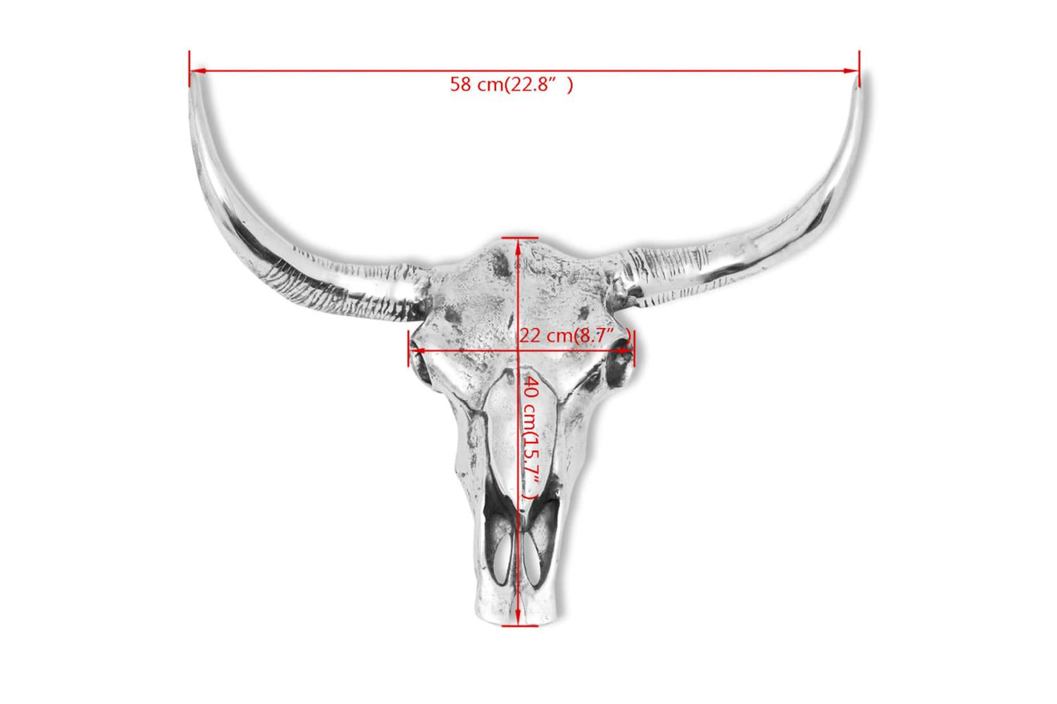 Skull Head Decoration Wall-mounted Aluminium Silver-7