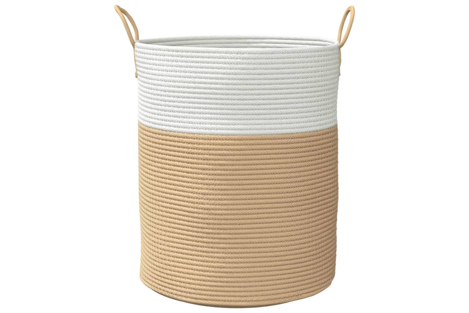Storage Basket Beige And White 38x46 Cm Cotton-4