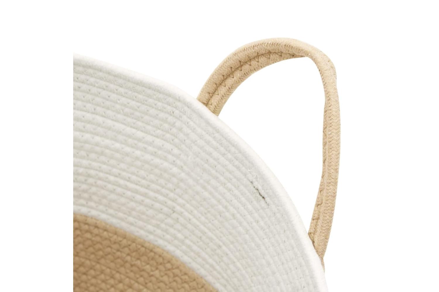 Storage Basket Beige And White 38x46 Cm Cotton-6