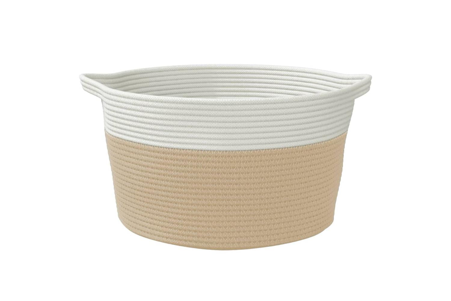 Storage Basket Beige And White 40x25 Cm Cotton-4