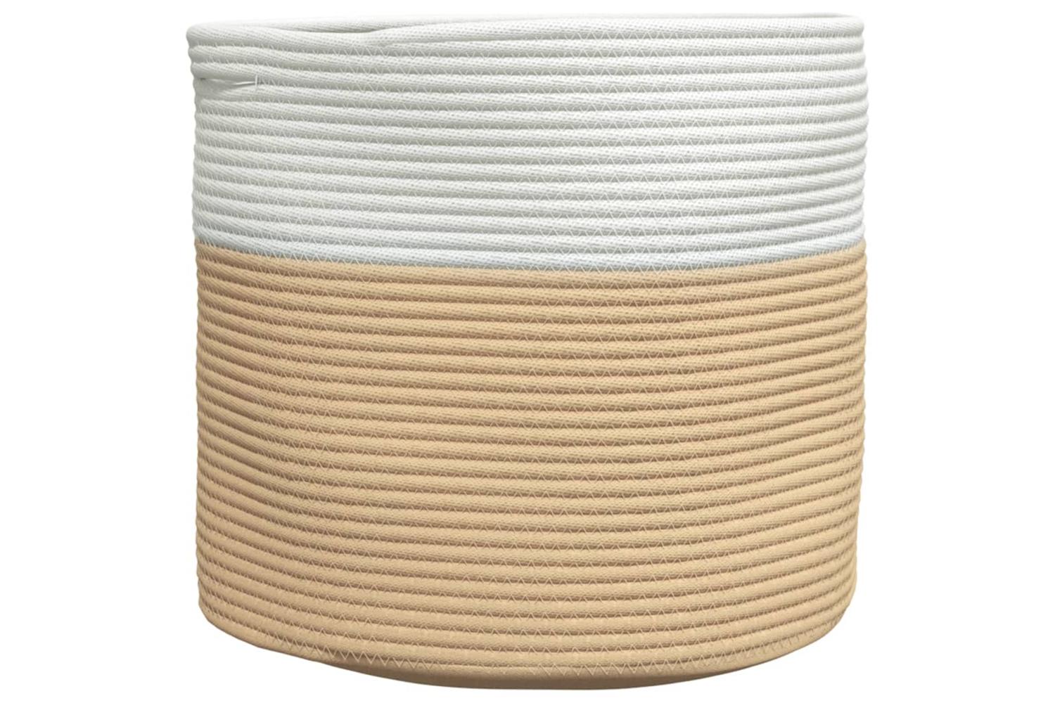Storage Basket Beige And White 40x35 Cm Cotton-2