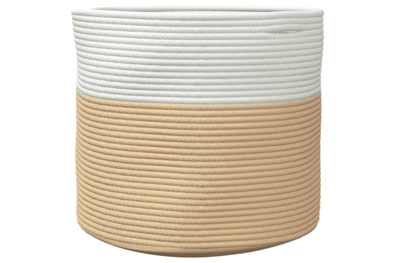 Storage Basket Beige And White 40x35 Cm Cotton-4