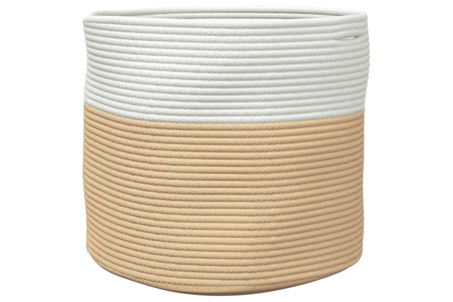 Storage Basket Beige And White 40x35 Cm Cotton-5