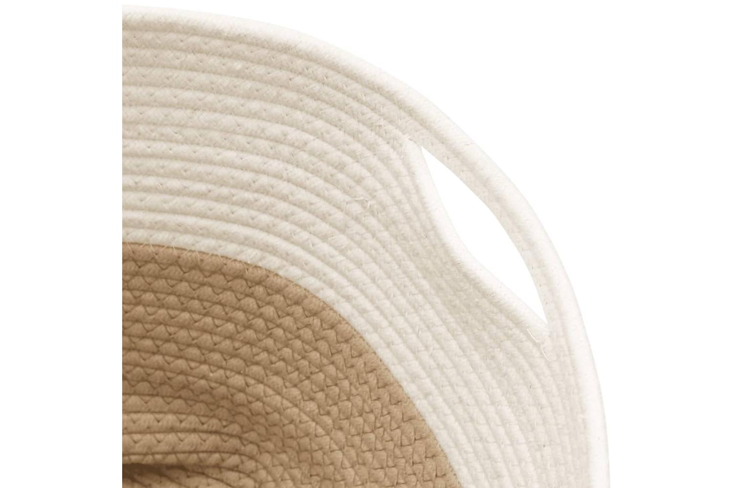 Storage Basket Beige And White 40x35 Cm Cotton-6