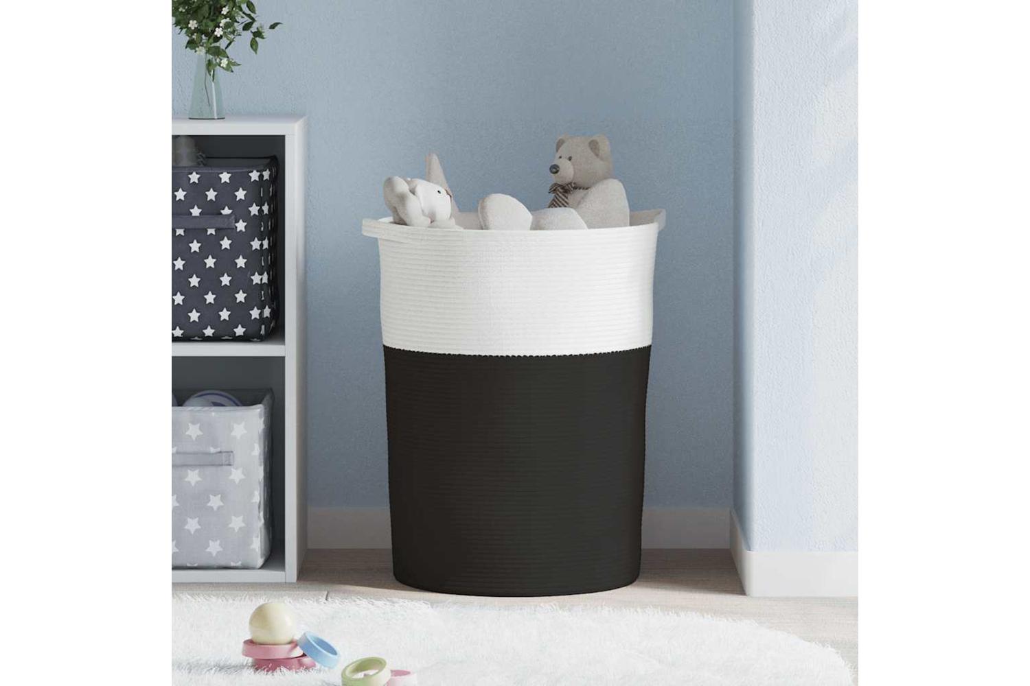 Storage Basket Black And White 49x65 Cm Cotton-3