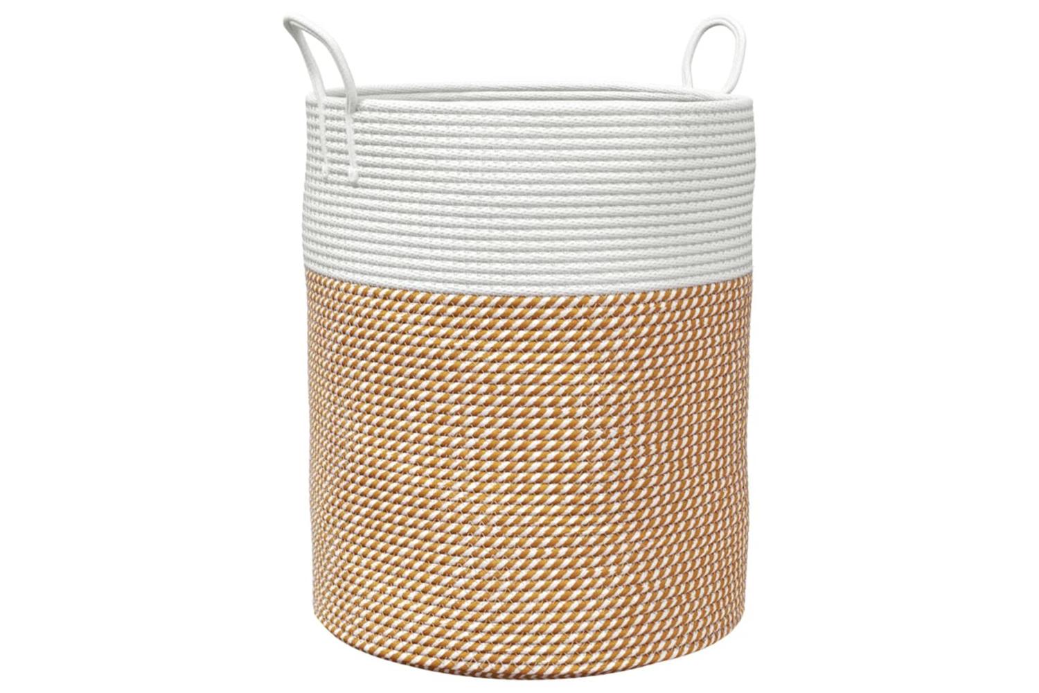 Storage Basket Brown And White 38x46 Cm Cotton-2