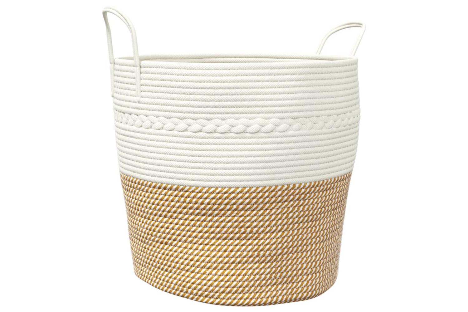 Storage Basket Brown And White 43x38 Cm Cotton