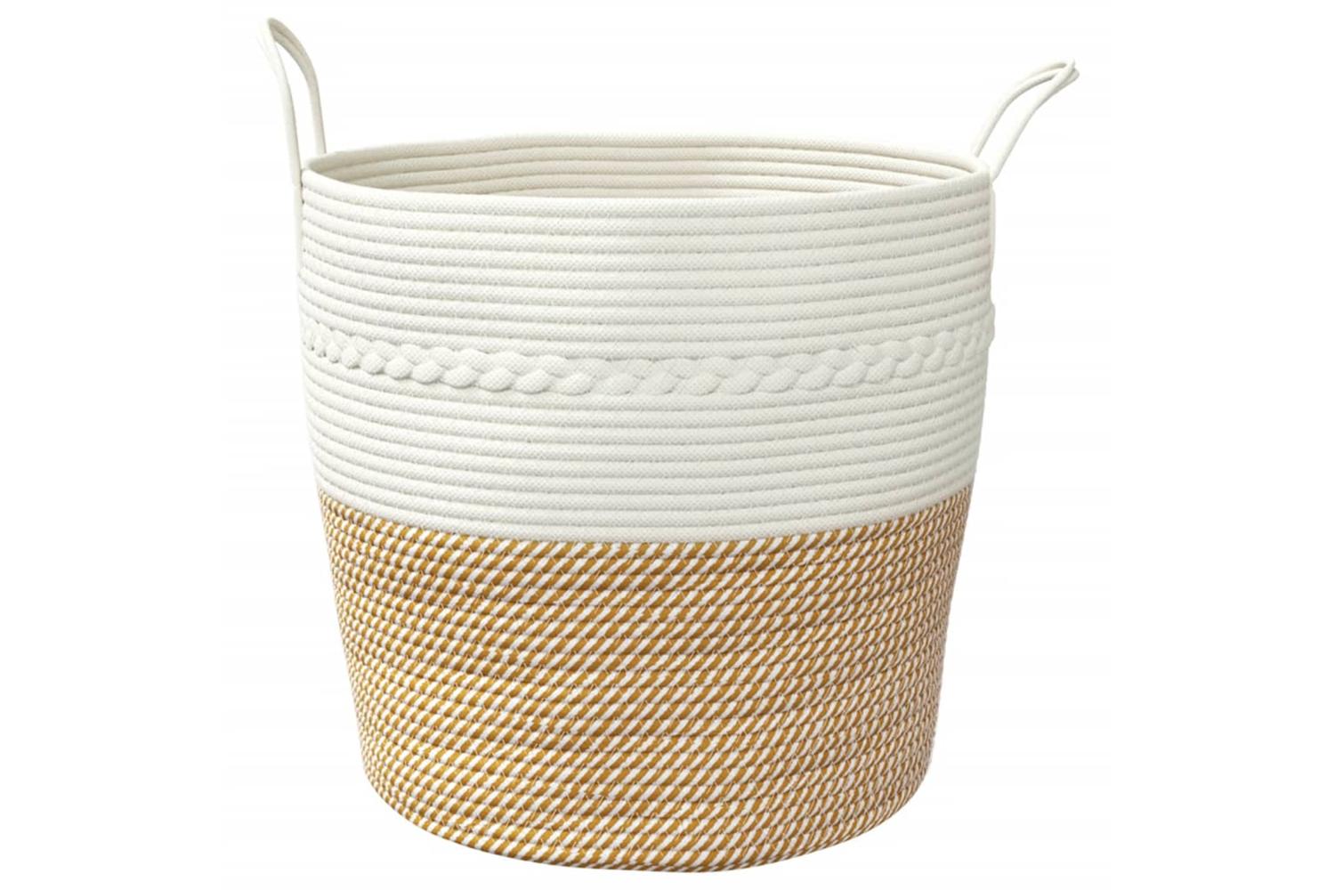 Storage Basket Brown And White 43x38 Cm Cotton-4