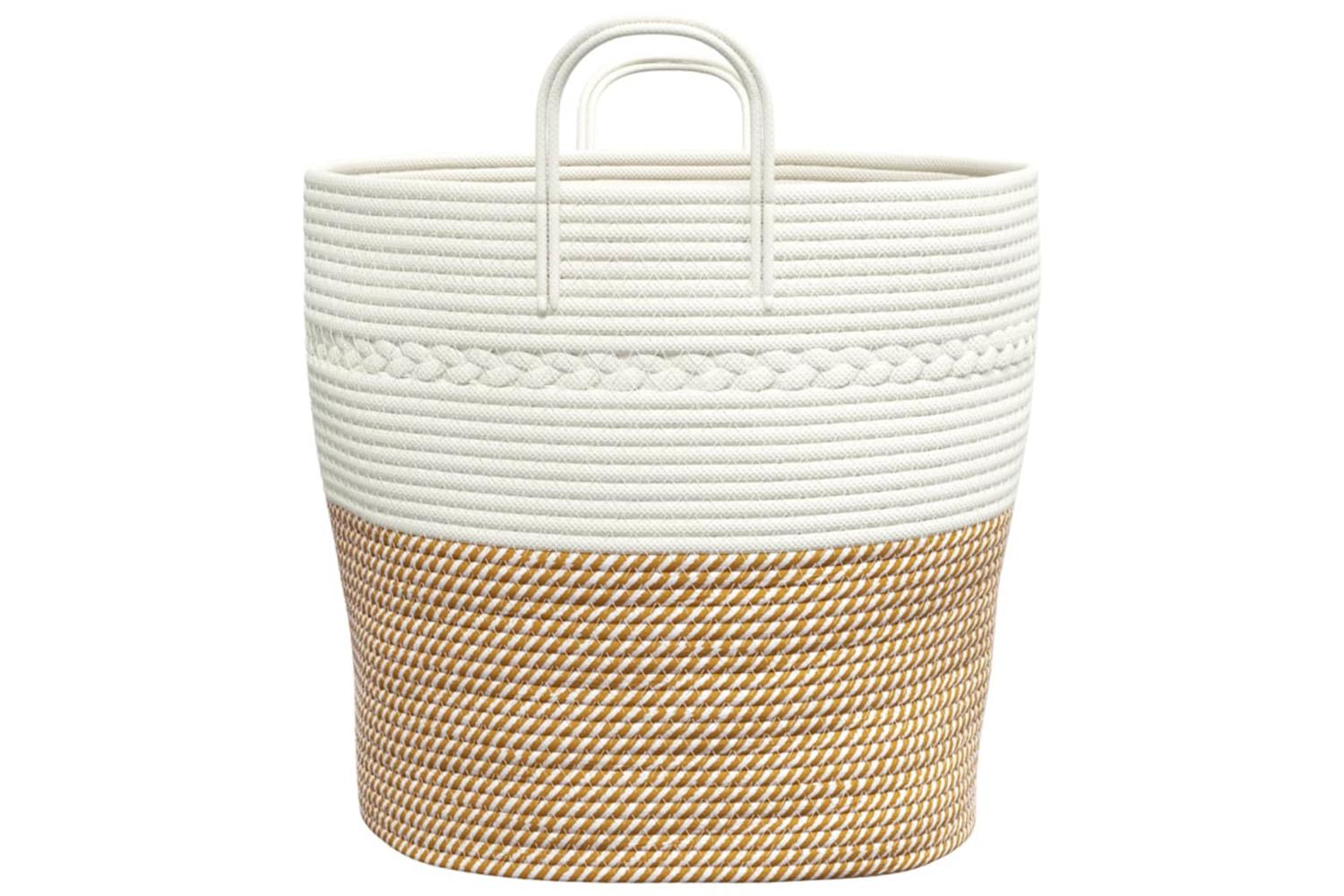 Storage Basket Brown And White 43x38 Cm Cotton-5