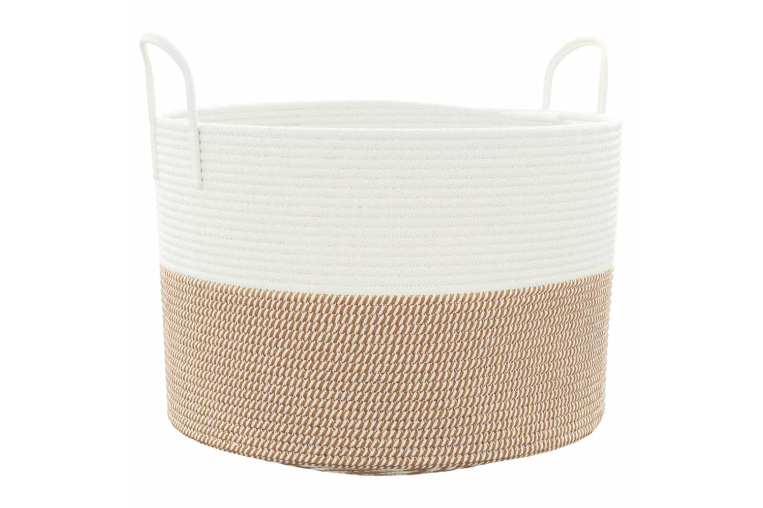 Storage Basket Brown And White 51x33 Cm Cotton-2