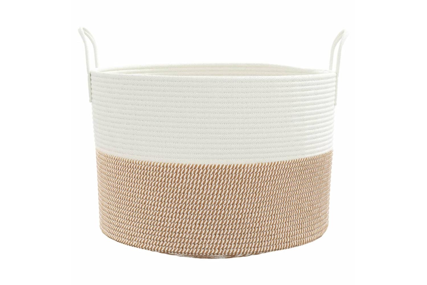 Storage Basket Brown And White 51x33 Cm Cotton-4