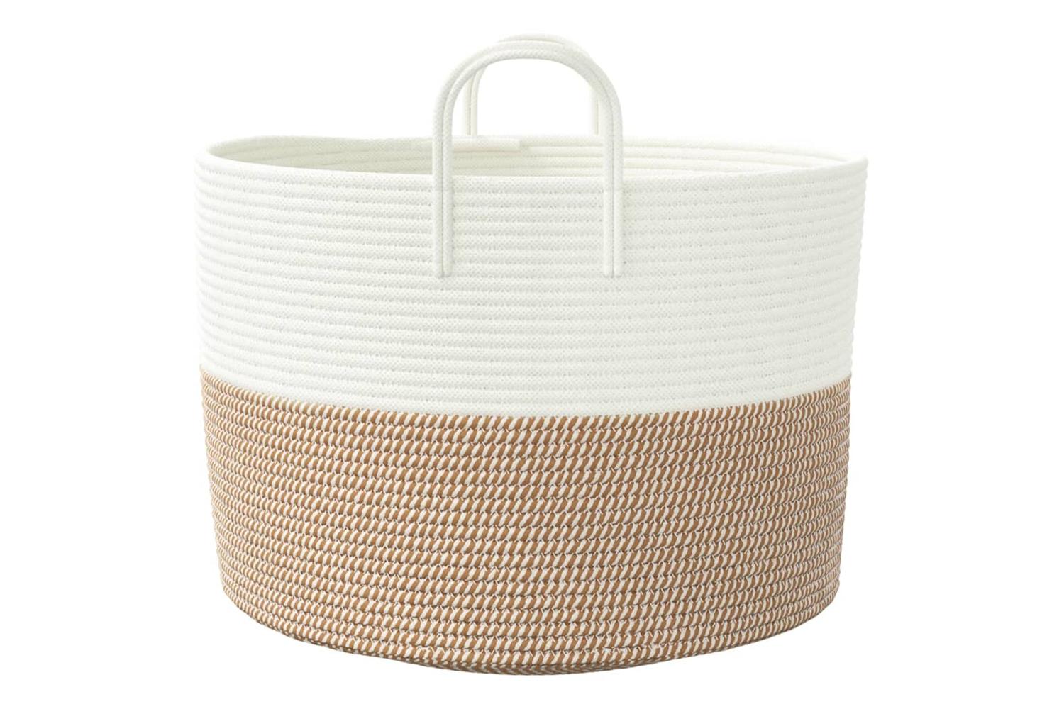 Storage Basket Brown And White 51x33 Cm Cotton-5