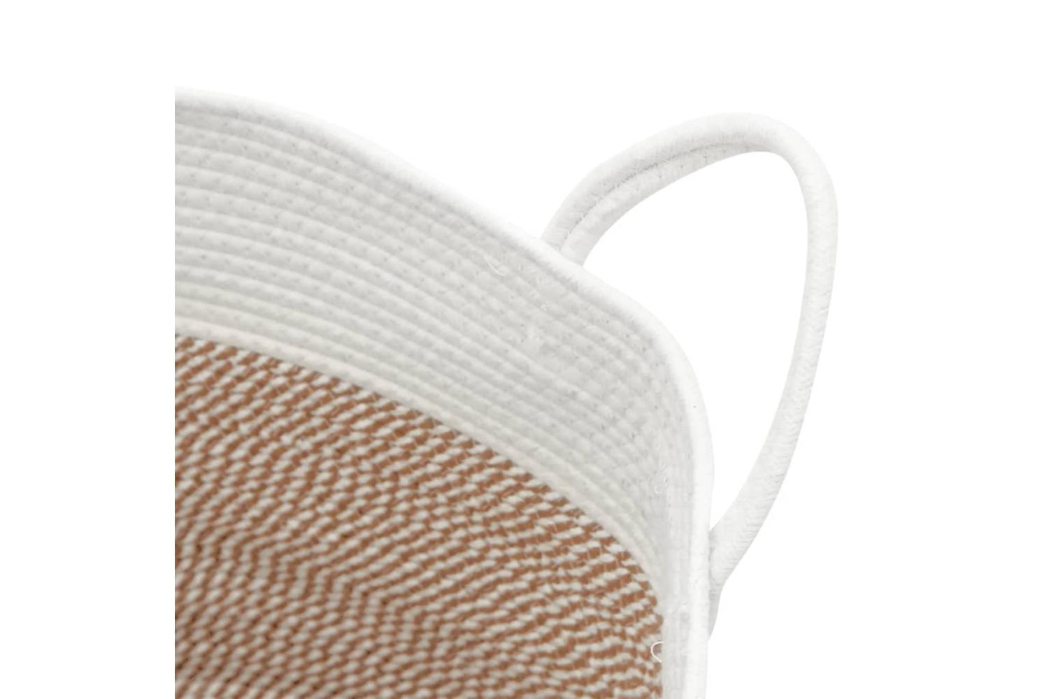 Storage Basket Brown And White 51x33 Cm Cotton-6