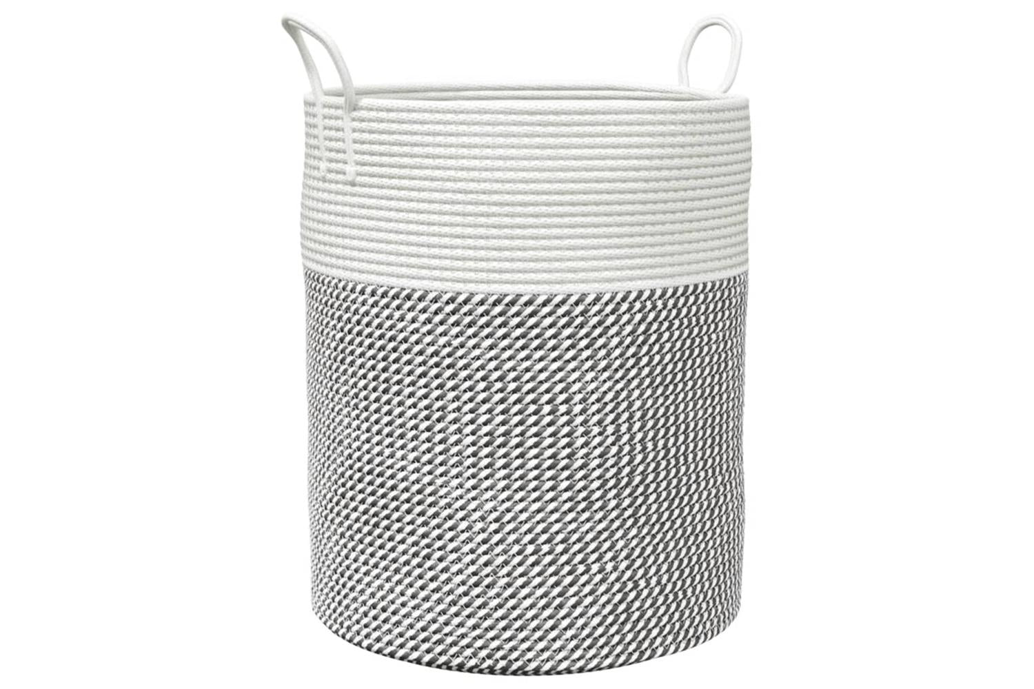 Storage Basket Grey And White 38x46 Cm Cotton-2