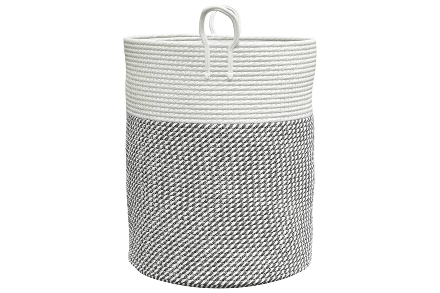 Storage Basket Grey And White 38x46 Cm Cotton-5