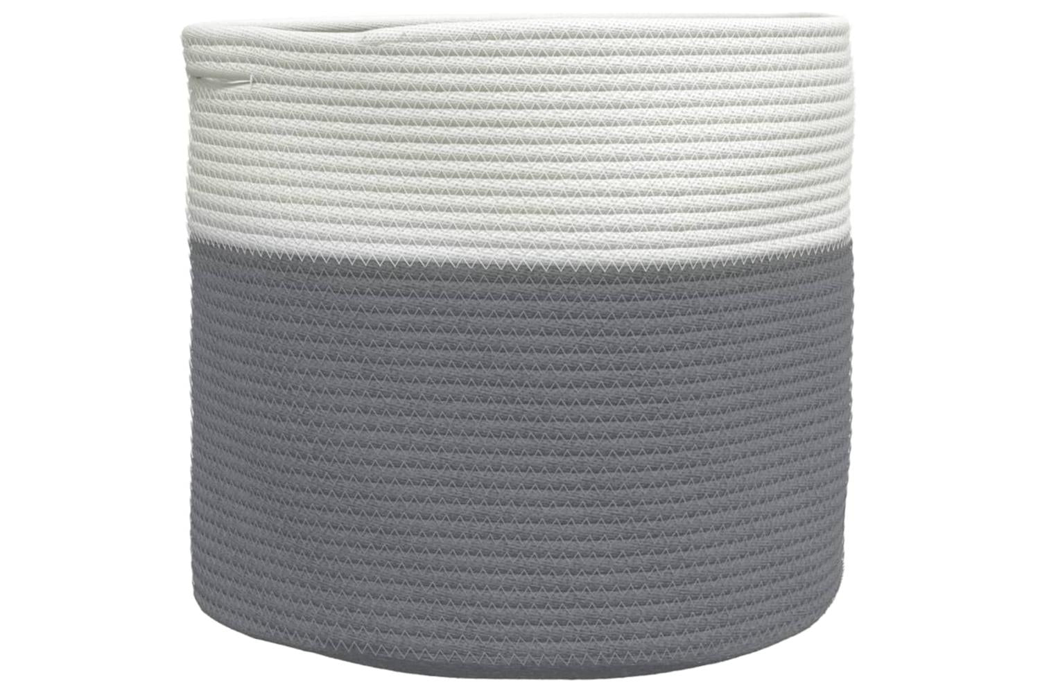 Storage Basket Grey And White 40x35 Cm Cotton-2