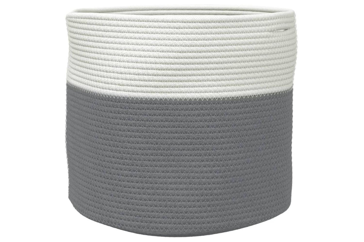 Storage Basket Grey And White 40x35 Cm Cotton-5