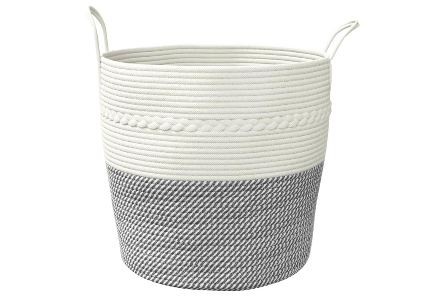 Storage Basket Grey And White 43x38 Cm Cotton-4