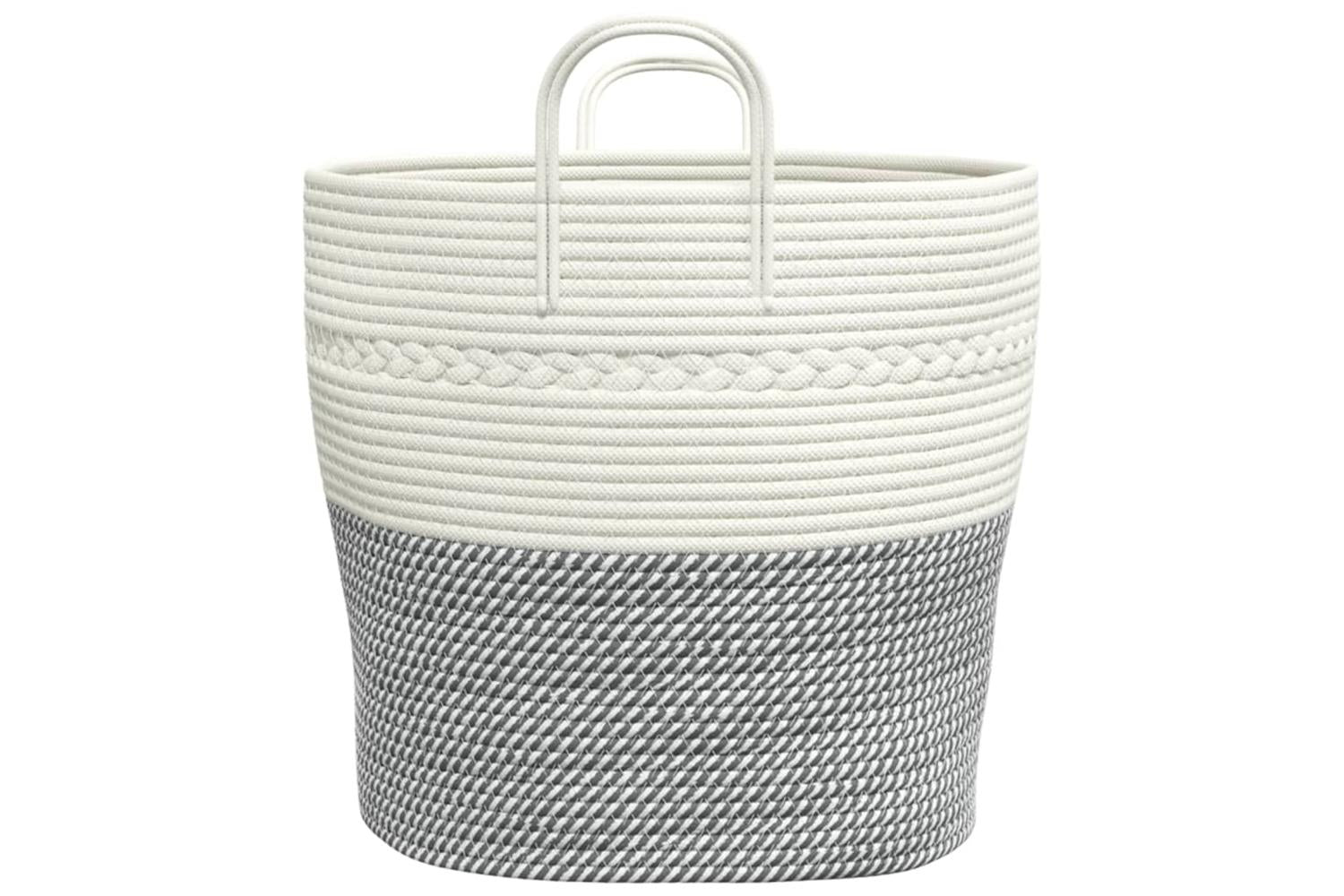 Storage Basket Grey And White 43x38 Cm Cotton-5