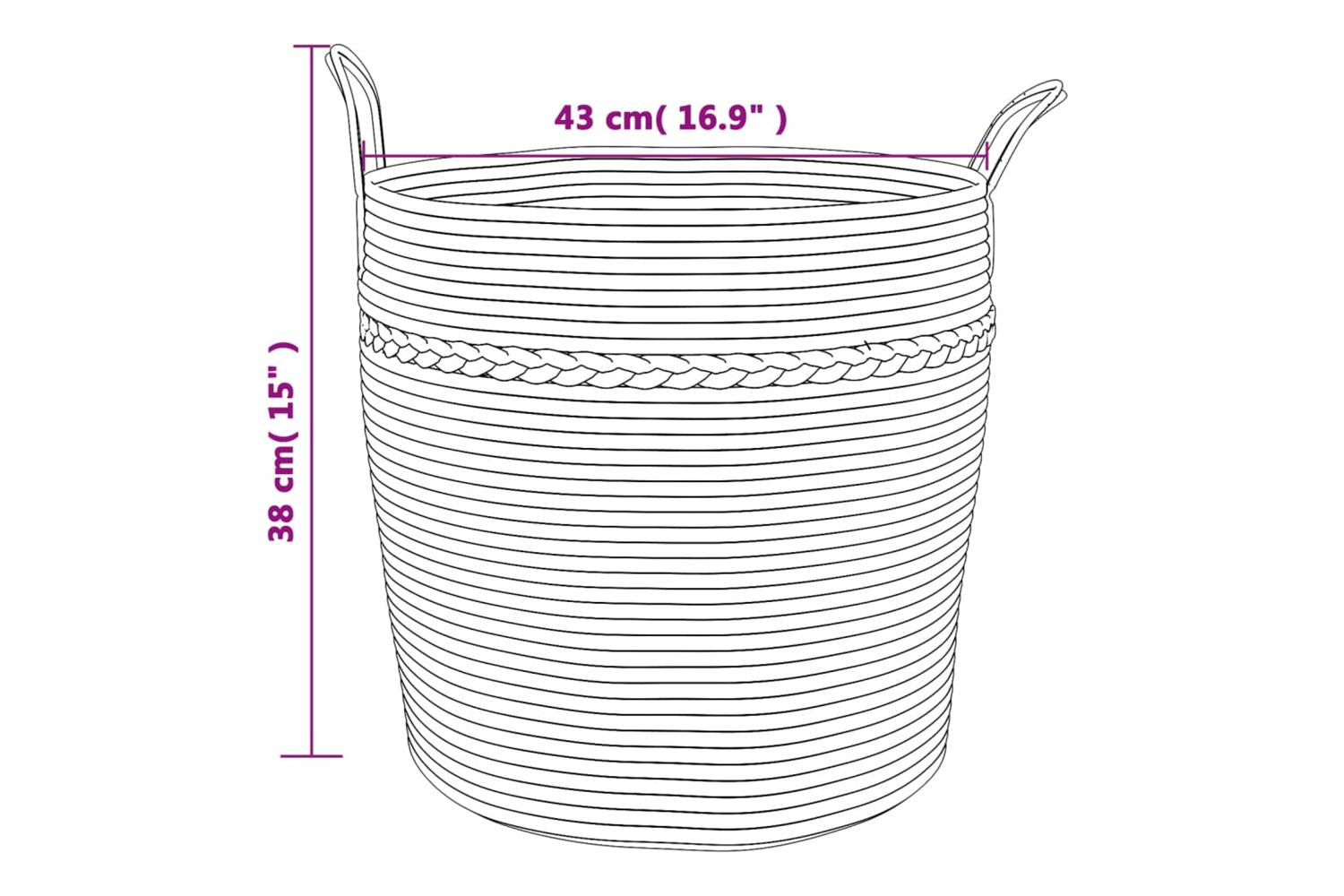 Storage Basket Grey And White 43x38 Cm Cotton-9