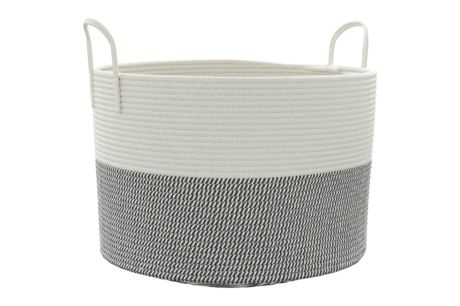 Storage Basket Grey And White 51x33 Cm Cotton-2