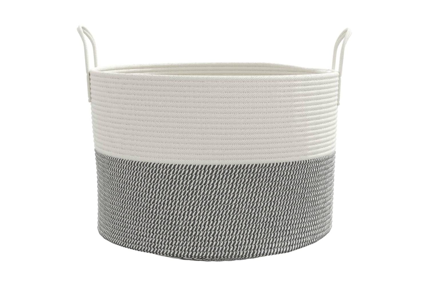 Storage Basket Grey And White 51x33 Cm Cotton-4