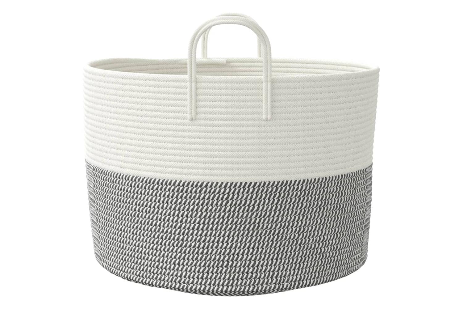 Storage Basket Grey And White 51x33 Cm Cotton-5