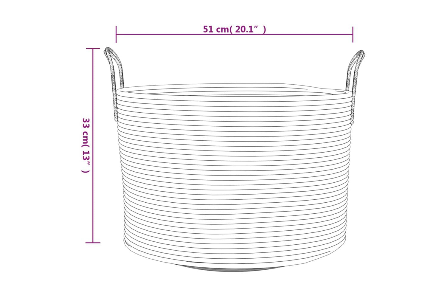 Storage Basket Grey And White 51x33 Cm Cotton-9