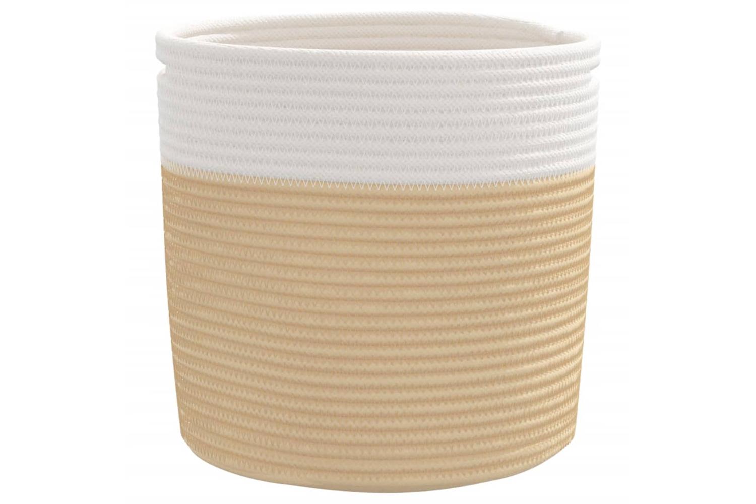 Storage Baskets 2 Pcs Beige And White 28x28 Cm Cotton-5