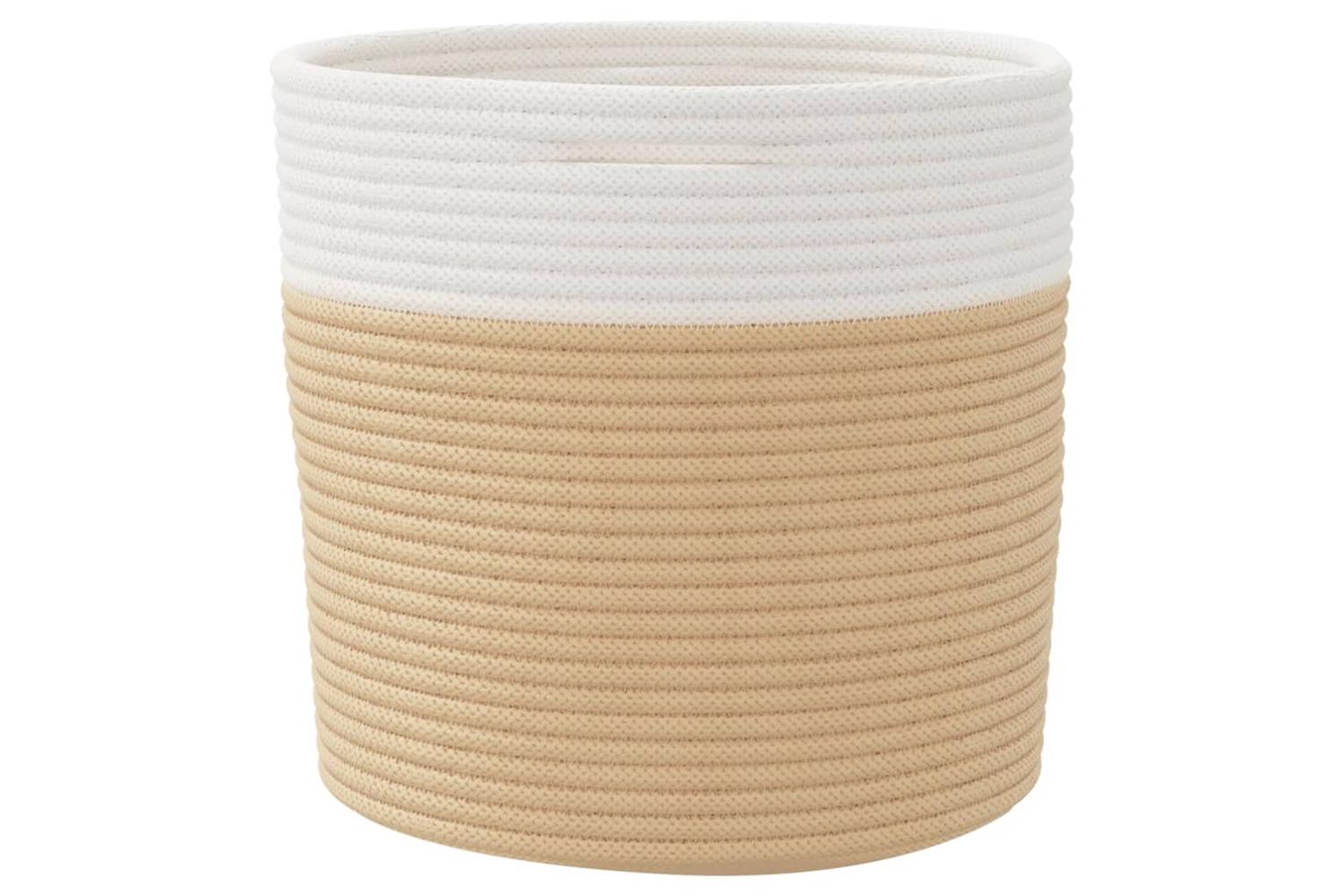 Storage Baskets 2 Pcs Beige And White 28x28 Cm Cotton-6