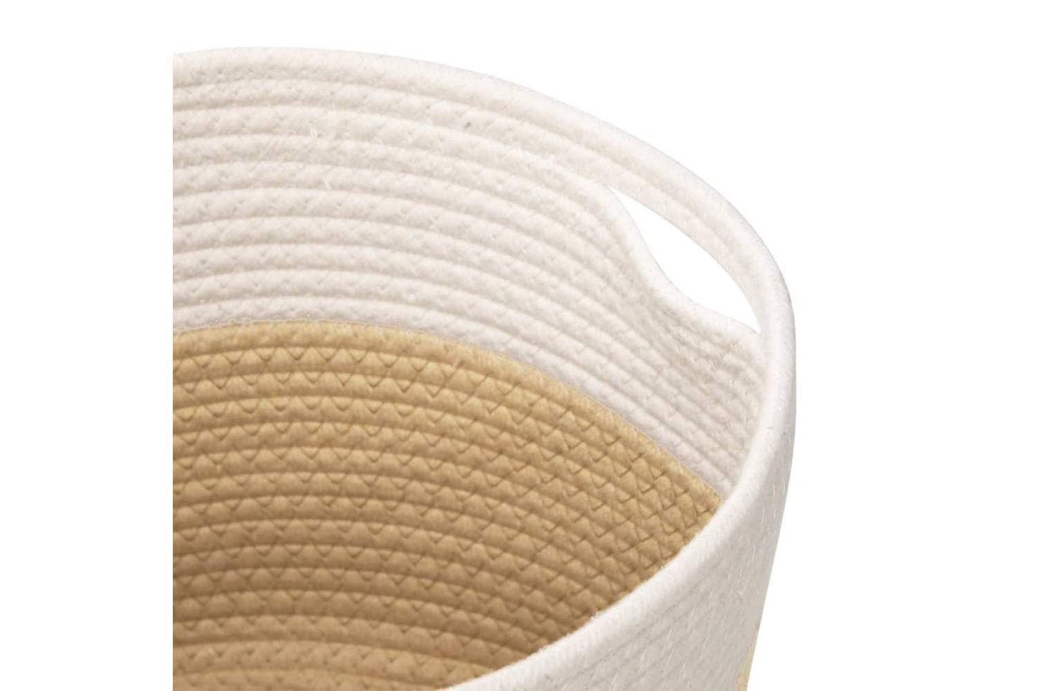 Storage Baskets 2 Pcs Beige And White 28x28 Cm Cotton-7