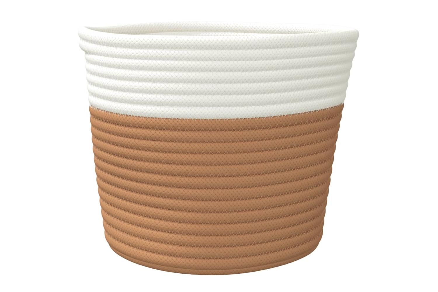 Storage Baskets 2 Pcs Brown And White 24x18 Cm Cotton-5
