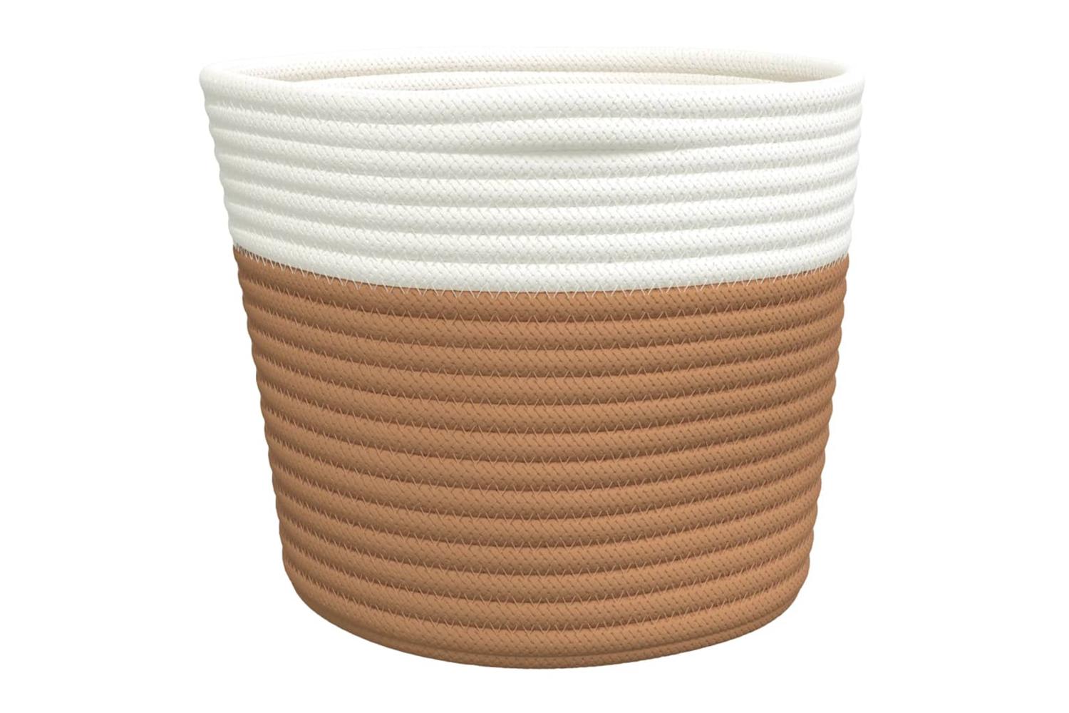 Storage Baskets 2 Pcs Brown And White 24x18 Cm Cotton-6
