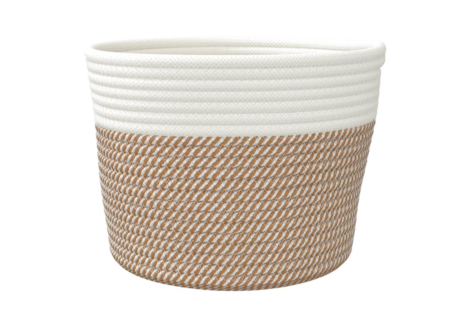 Storage Baskets 2 Pcs Brown And White 24x18 Cm Cotton-5
