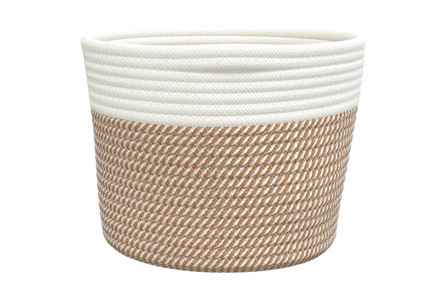 Storage Baskets 2 Pcs Brown And White 24x18 Cm Cotton-6