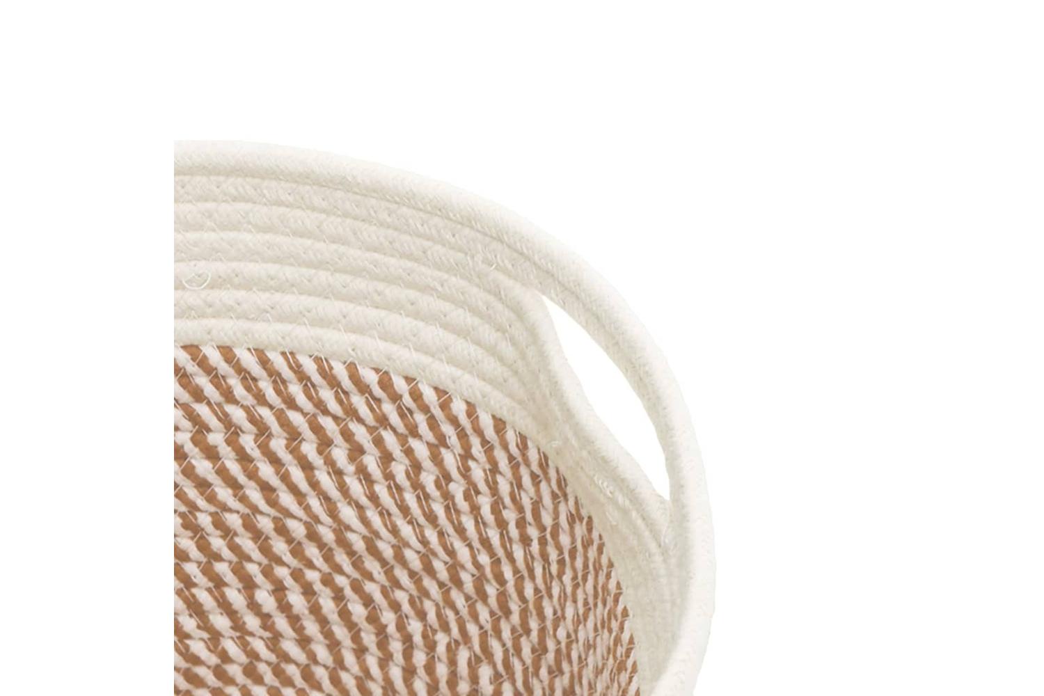 Storage Baskets 2 Pcs Brown And White 24x18 Cm Cotton-7