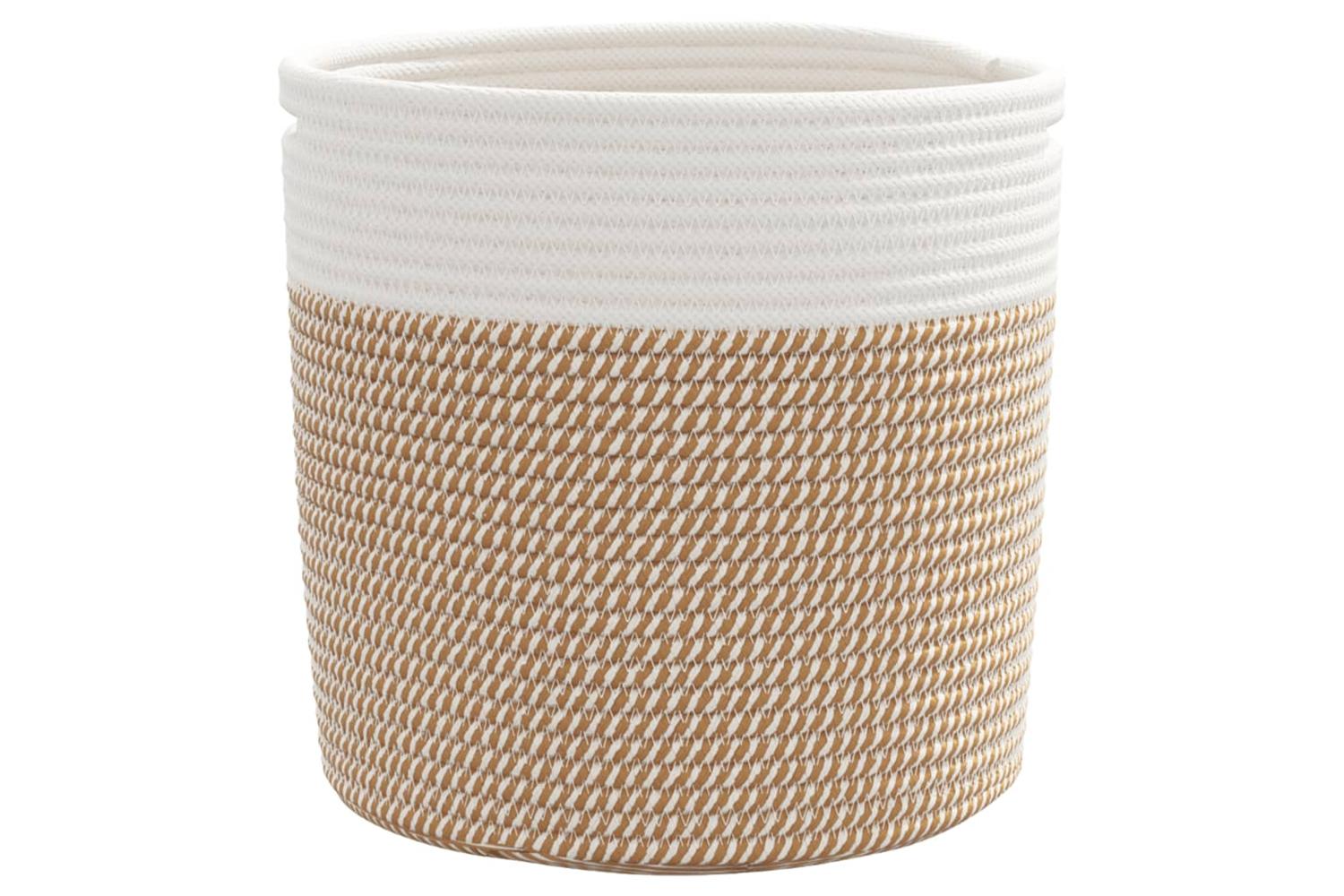 Storage Baskets 2 Pcs Brown And White 28x28 Cm Cotton-5
