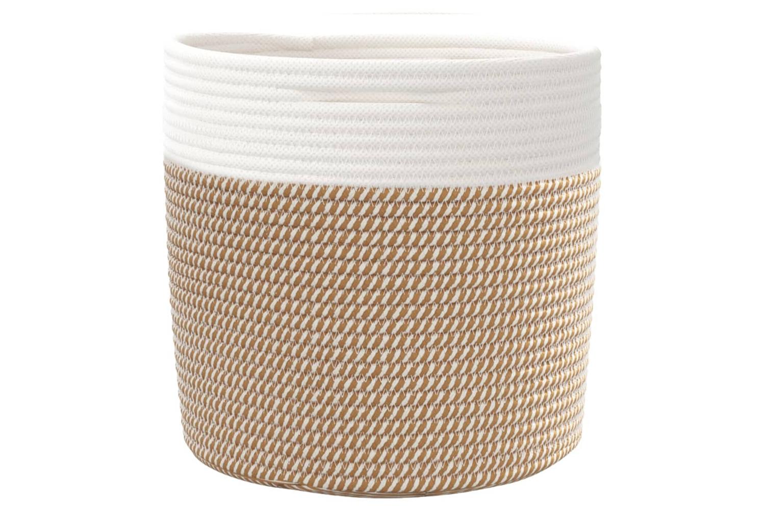 Storage Baskets 2 Pcs Brown And White 28x28 Cm Cotton-6