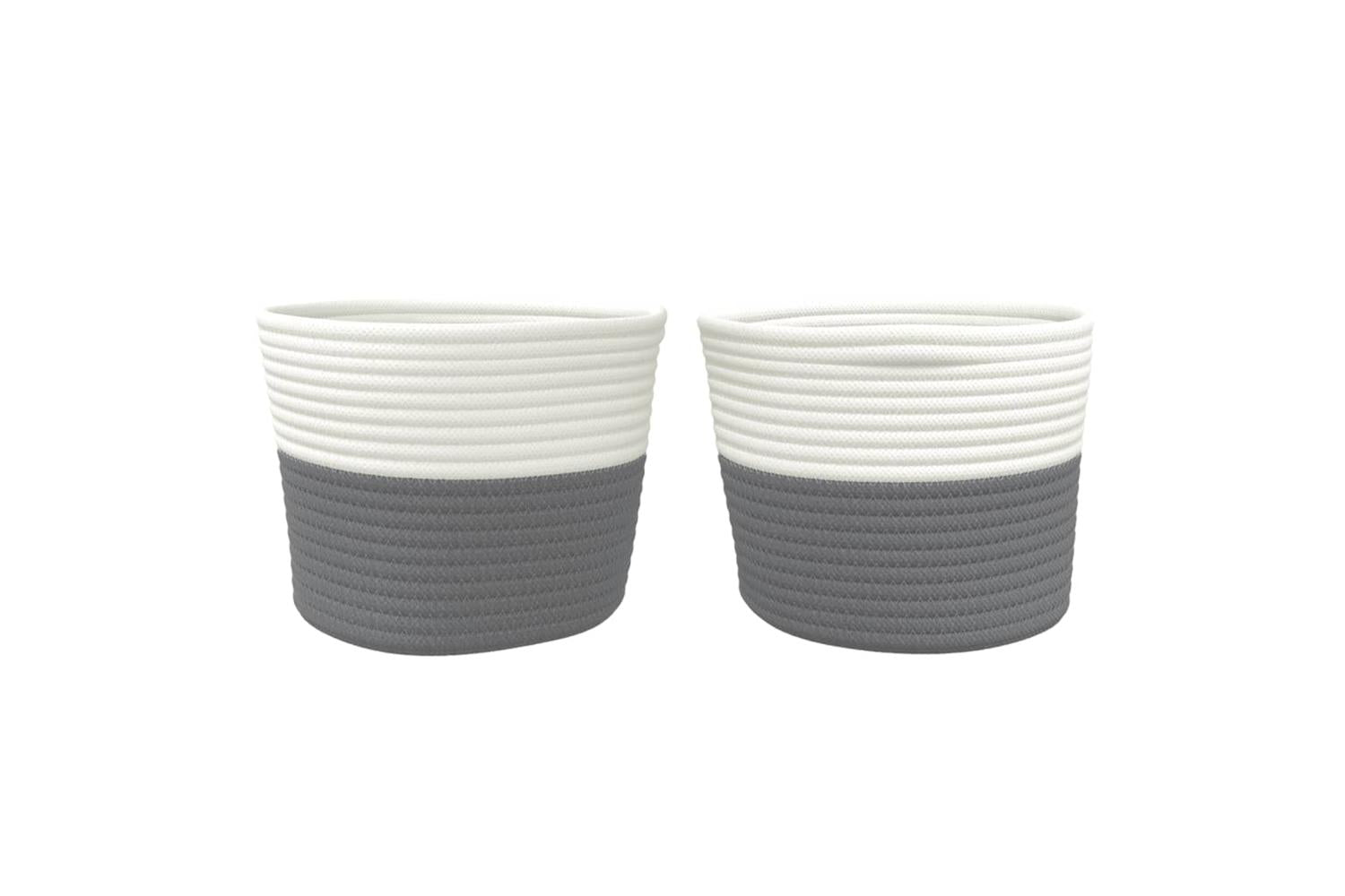 Storage Baskets 2 Pcs Grey And White 24x18 Cm Cotton-4